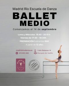 Ballet medio juvenil a partir de 12 años con preparación para exámenes RAD en Madrid Río Escuela de Danza