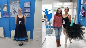Mosaico de alumnas durante los exámenes de la Royal Academy of Dance en Carabanchel